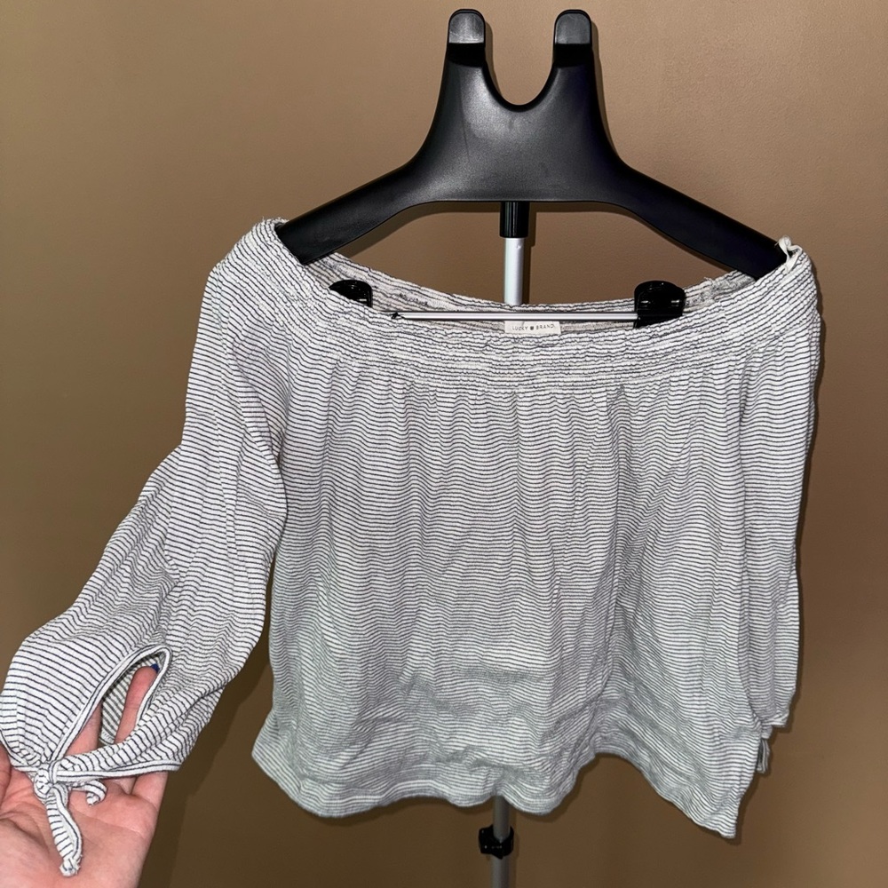 Lucky Brand Black and White Striped Top